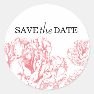 Peony Save the Date Sticker