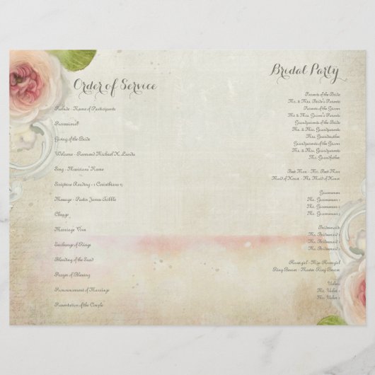 Peony Scroll - Formal Wedding Programme (Achterkant)