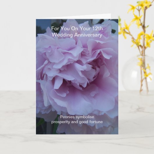 Peony Specialized 12th Wedding Jubileum Kaart (Gele Bloem)