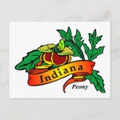 Peony - Stadsbloem van de Indiana Briefkaart (Voorkant)