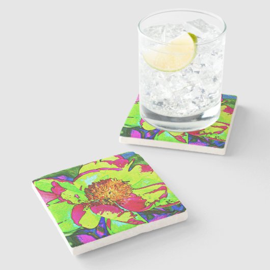 Peony Stone Onderzetter (Zijkant)