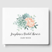 Peony Succulents Floral Waterverf Vrijgezellenfees Gastenboek (Voorkant)