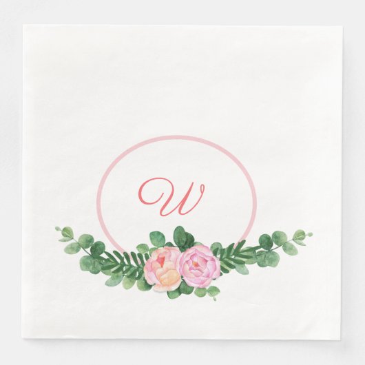Peony Swag Monogram Servet (Voorkant)