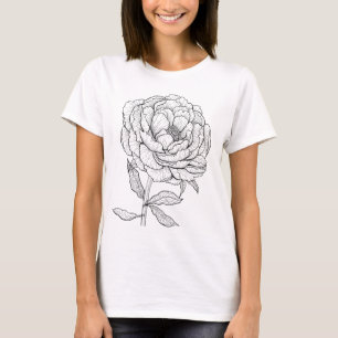 Peony-tekening, zwart-wit 3 T-shirt