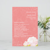 Peony Theme Coral Wedding Vertical Programme (Staand voorkant)