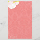 Peony Theme Coral Wedding Vertical Programme (Achterkant)