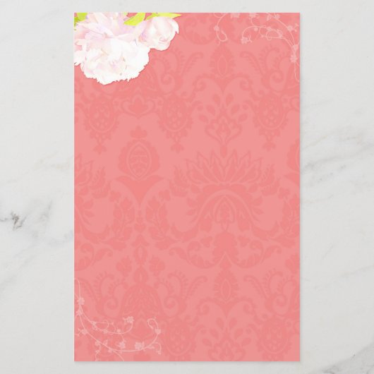 Peony Theme Coral Wedding Vertical Programme (Achterkant)