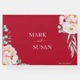 Peony Traditionele Chinese bruiloft (RED) Gastenboek