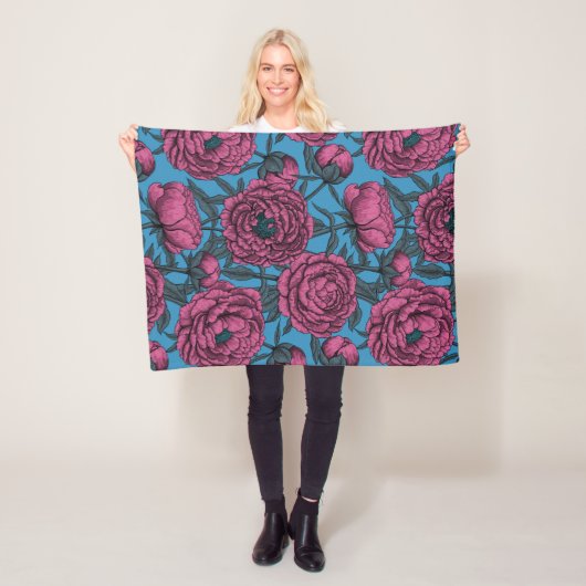 Peony-tuin Fleece Deken (In situ)