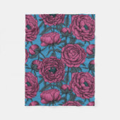 Peony-tuin Fleece Deken (Voorkant)