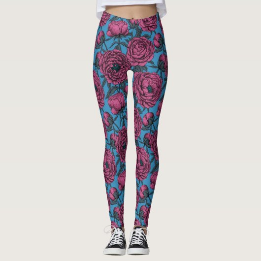 Peony-tuin Leggings (Voorkant)