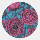 Peony-tuin Ronde Sticker (Voorkant)