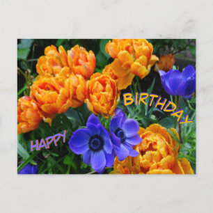 Peony Tulips & Anemones Happy Birthday Briefkaart
