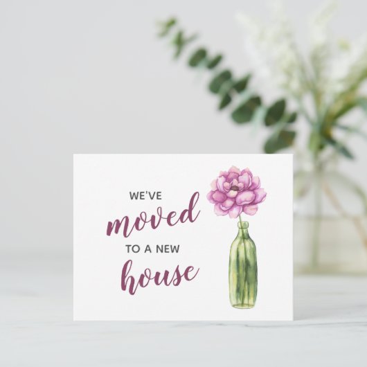 Peony Vase We hebben verhuisd nieuw adres verhuize Briefkaart (Staand voorkant)