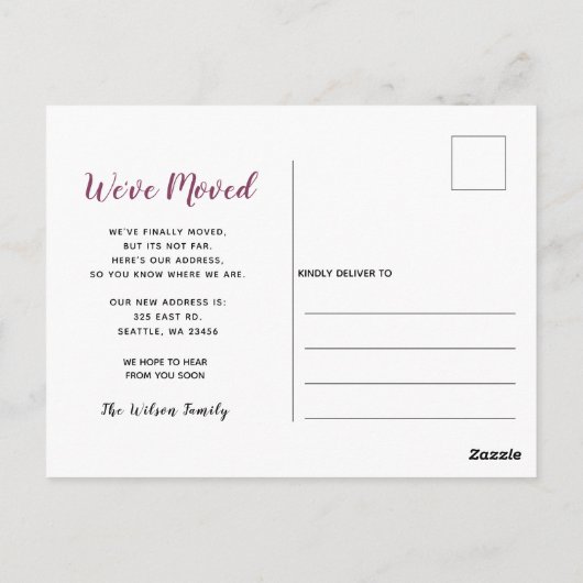 Peony Vase We hebben verhuisd nieuw adres verhuize Briefkaart (Achterkant)