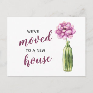 Peony Vase We hebben verhuisd nieuw adres verhuize Briefkaart