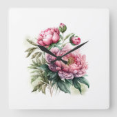 Peony Vierkante Klok (Voorkant)