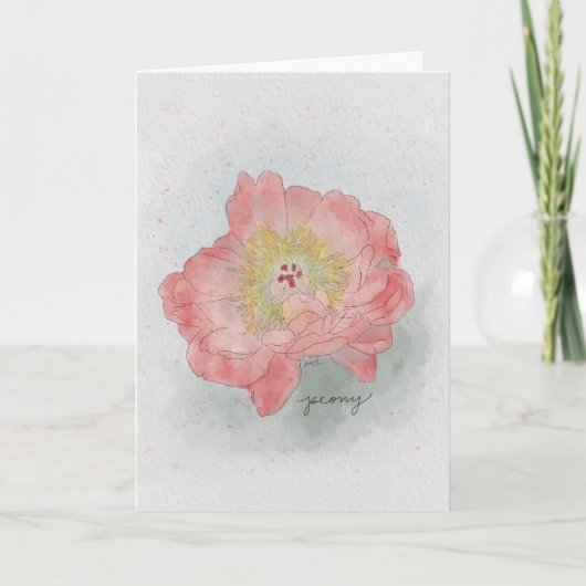 Peony Watercolor Card Kaart (Voorkant)