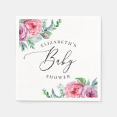 Peony. Waterverf elegant boho floral baby shower Servet (Voorkant)