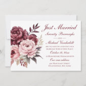 Peony Waterverf Floral is net getrouwd Aankondiging (Voorkant)