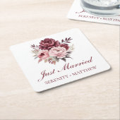 Peony Waterverf Floral is net getrouwd Kartonnen Onderzetters (Schuin)