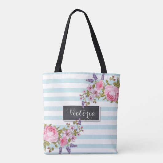 Peony Waterverf Floral Specialized Tas (blauw) (Achterkant)