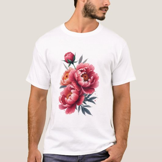 Peony Waterverf Splash - Bold Floral Expression T-shirt (Voorkant)