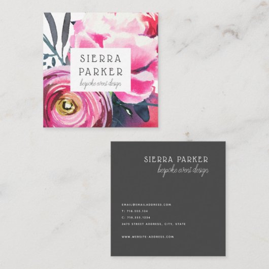 Peony Waterverf Visitekaartje (Voorkant / Achterkant)