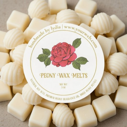 Peony Wax Melts Personalized Floral Sticker Label