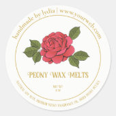Peony Wax Melts Personalized Floral Sticker Label (Voorkant)