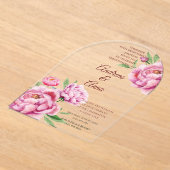 Peony Wedding Acryl Uitnodigingen (Laagn)