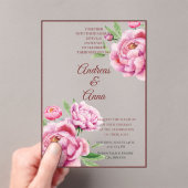 Peony Wedding Acryl Uitnodigingen (Insitu (Draagbaar))