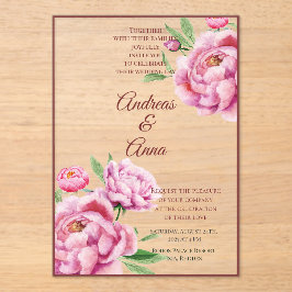 Peony Wedding Acryl Uitnodigingen