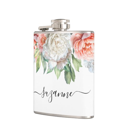 Peony Wedding Bruids Bachelorette Naam Heupfles (Links)