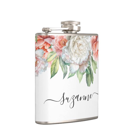 Peony Wedding Bruids Bachelorette Naam Heupfles (Rechts)