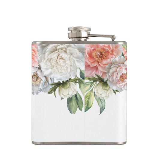 Peony Wedding Bruids Bachelorette Naam Heupfles (Achterkant)