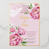 Peony Wedding Folie Uitnodiging (Voorkant)