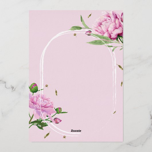 Peony Wedding Folie Uitnodiging (Achterkant)