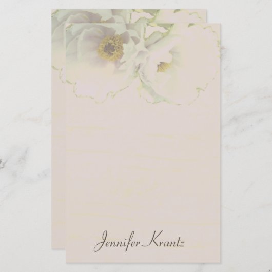 Peony Wedding Mauve Stationery (Voorkant / Achterkant)