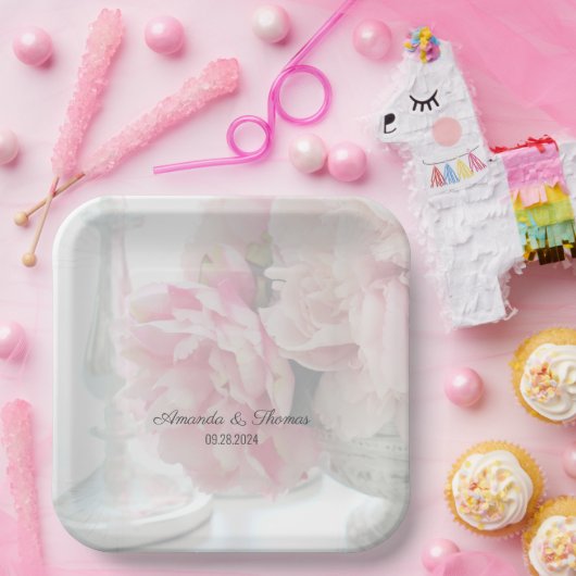 Peony Wedding Papieren Bordje (Feest)