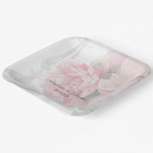  Peony Wedding Papieren Bordje (Gebogen)