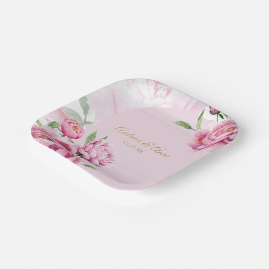 Peony Wedding Papieren Bordje (Gebogen)