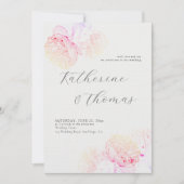 Peony Wedding Pink Rainbow Elegant Chic All-in-One Kaart (Voorkant)