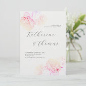 Peony Wedding Pink Rainbow Elegant Chic All-in-One Kaart (Staand voorkant)