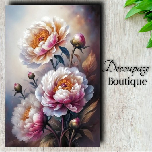 Peony Whispers Decoupage Tissuepapier