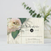 Peony White Hydrangea Flowers  Wood RSVP Kaartje (Staand voorkant)