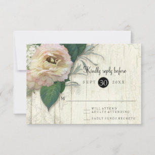 Peony White Hydrangea Flowers  Wood RSVP Kaartje