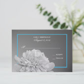Peony wit en zwart met  kleur RSVP kaartje (Staand voorkant)