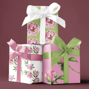 Peony Wrapping Paper Flat Sheet Set van 3