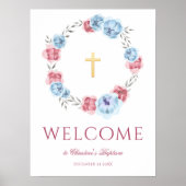 Peony Wreath Waterverf Welcome Baptism Poster (Voorkant)
